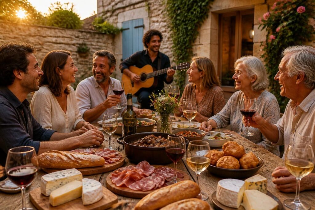 L&rsquo;art de vivre à la française : vin, gastronomie, musique et convivialité